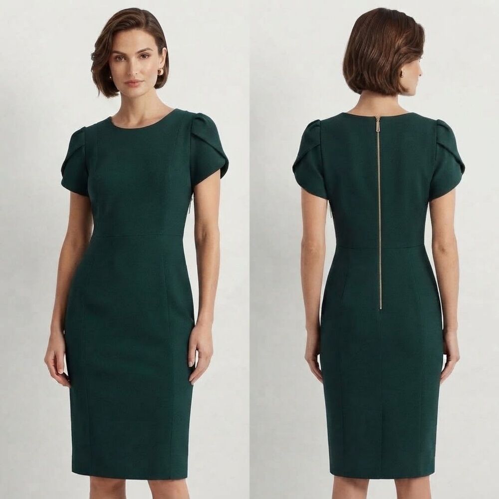 NWT Marc New York Malachite Green Short Sleeve Sheath Dress Size 12